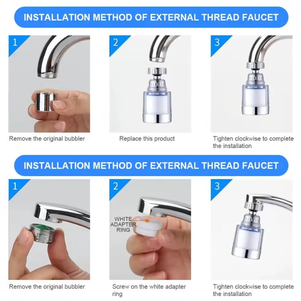360° Rotating Faucet Filter – Reduces Chlorine & Metals - Simplicity Shoppe