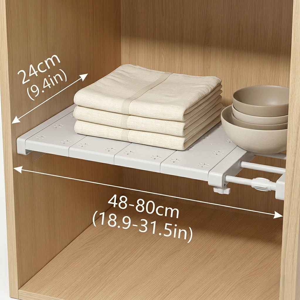Expandable Shelf Divider — Punch-Free Retractable Organizer