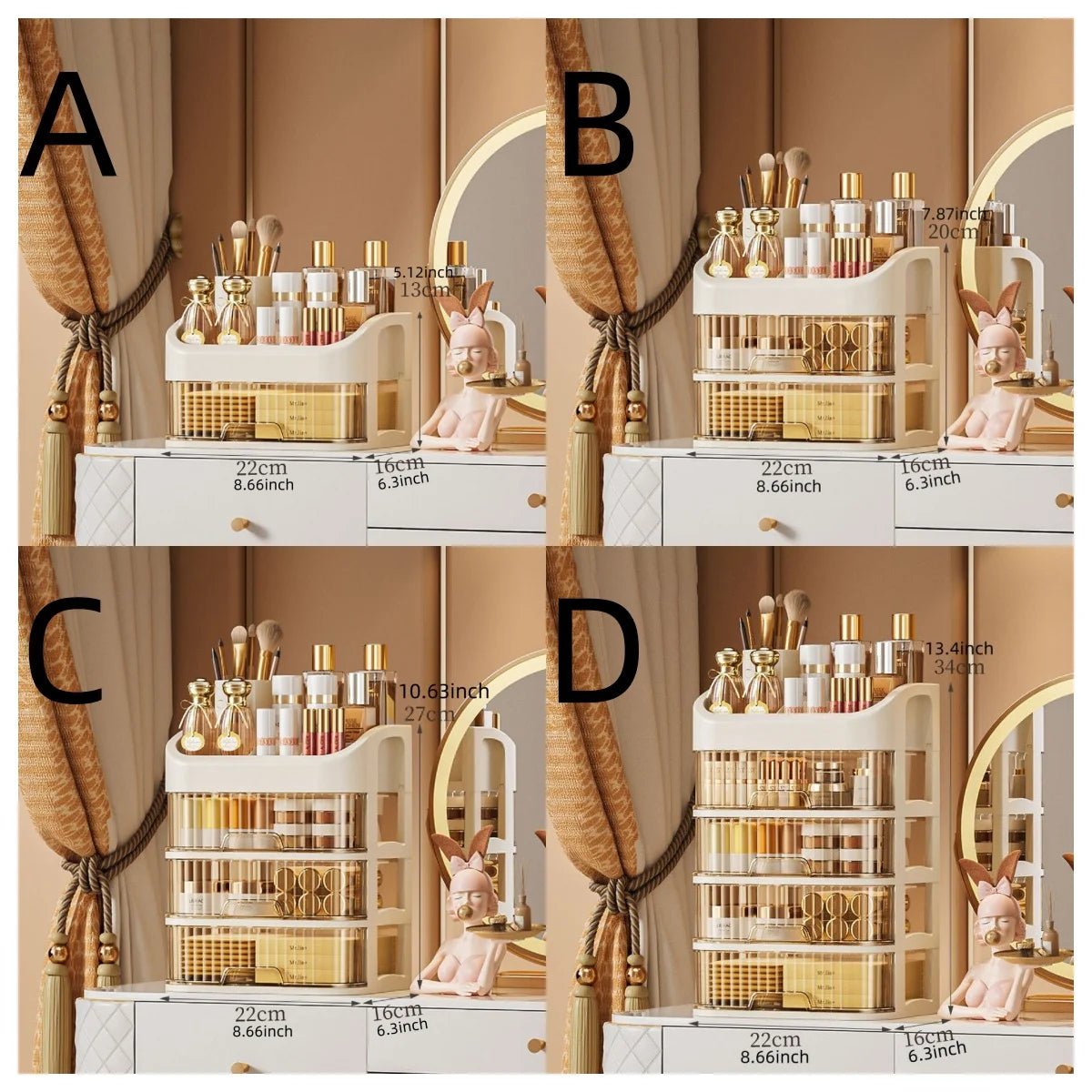 Clear Multi-Layer Makeup Organizer for Vanity Countertop - Simplicity Shoppe