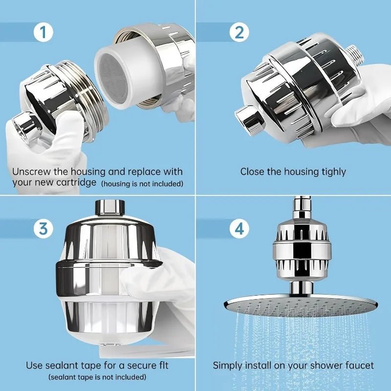 Hard Water Shower Filter with Replacement Cartridge - Simplicity Shoppe